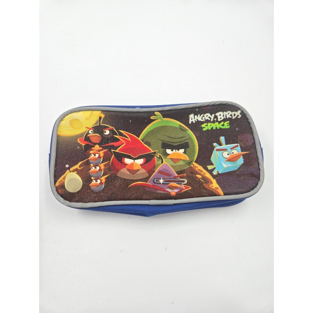 Angry Birds Space Pencil Case Blue Canvas Zippered Pouch School Supplies Rovio
